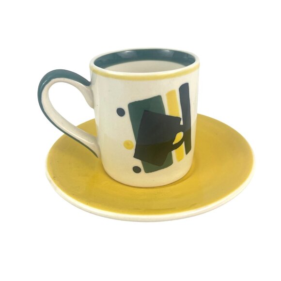 Herman Dodge Hues and Brews Vintage Mid-Century Modern Ceramic Cup and Saucer Se - Picture 3 of 11